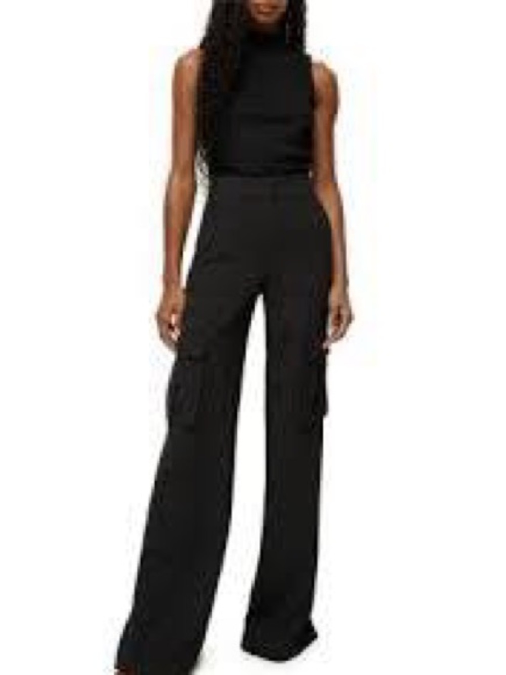 Veronica Beard Saul Crepe Cargo Pants Black Wide-Leg Size 6